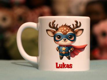 Kindertasse Superheld Hirsch