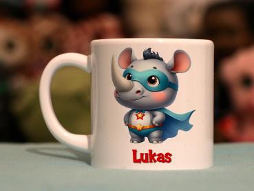 Kindertasse Superheld Nashorn