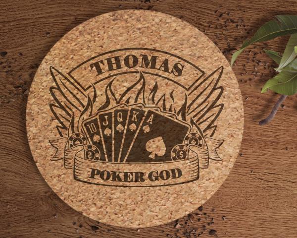 Untersetzer Kork Poker God